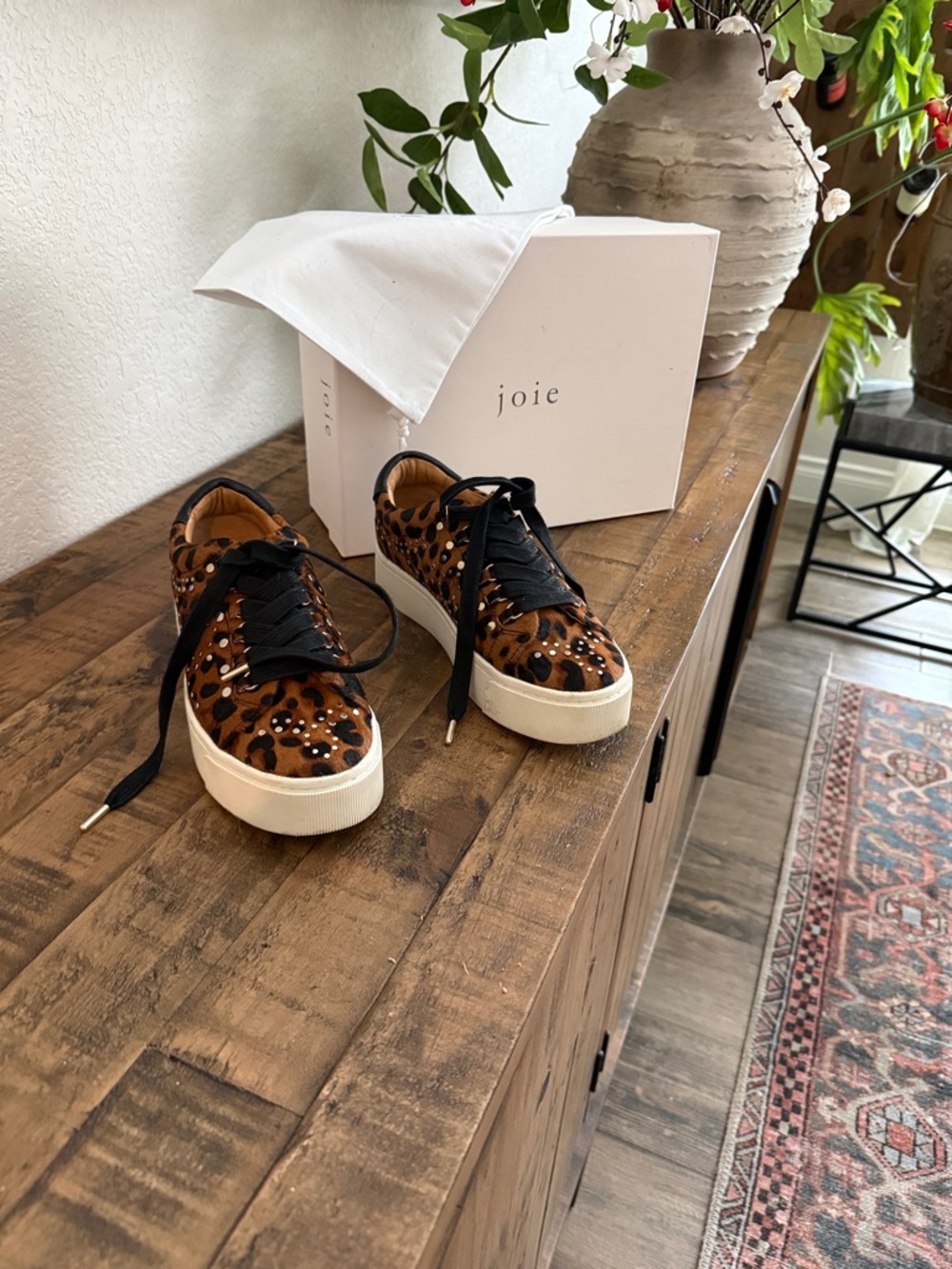 Joie Leopard-Print Platform Sneakers in Brown and Black